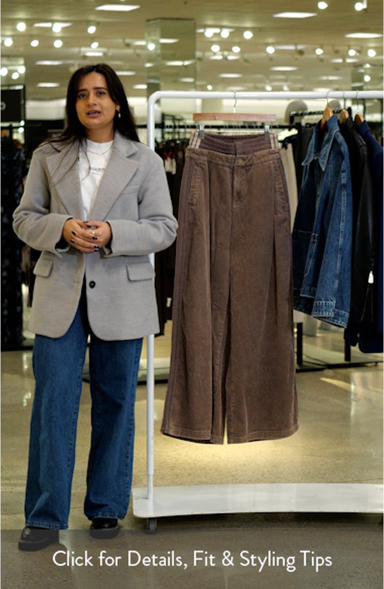 Side Stripe Corduroy Wide Leg Pants, sales video thumbnail