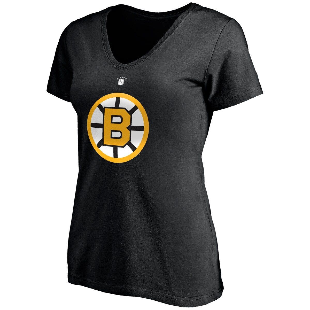 Women's Fanatics Branded Willie O'Ree Black Boston Bruins Authentic Stack Retired Player Name & Number V-Neck T-Shirt - image 2