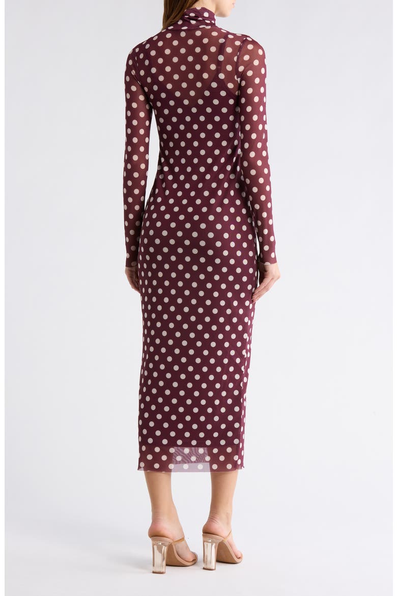 Marni Turtleneck Long Sleeve Mesh Dress, Alternate, color, BURGUNDY DOTS
