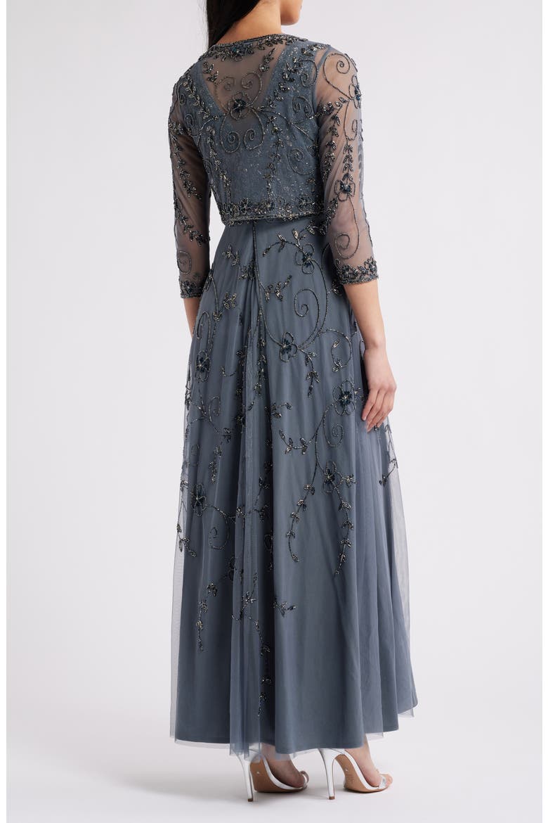 Embellished Cocktail Dress with Open Front Jacket, Alternate, color, SMOKE