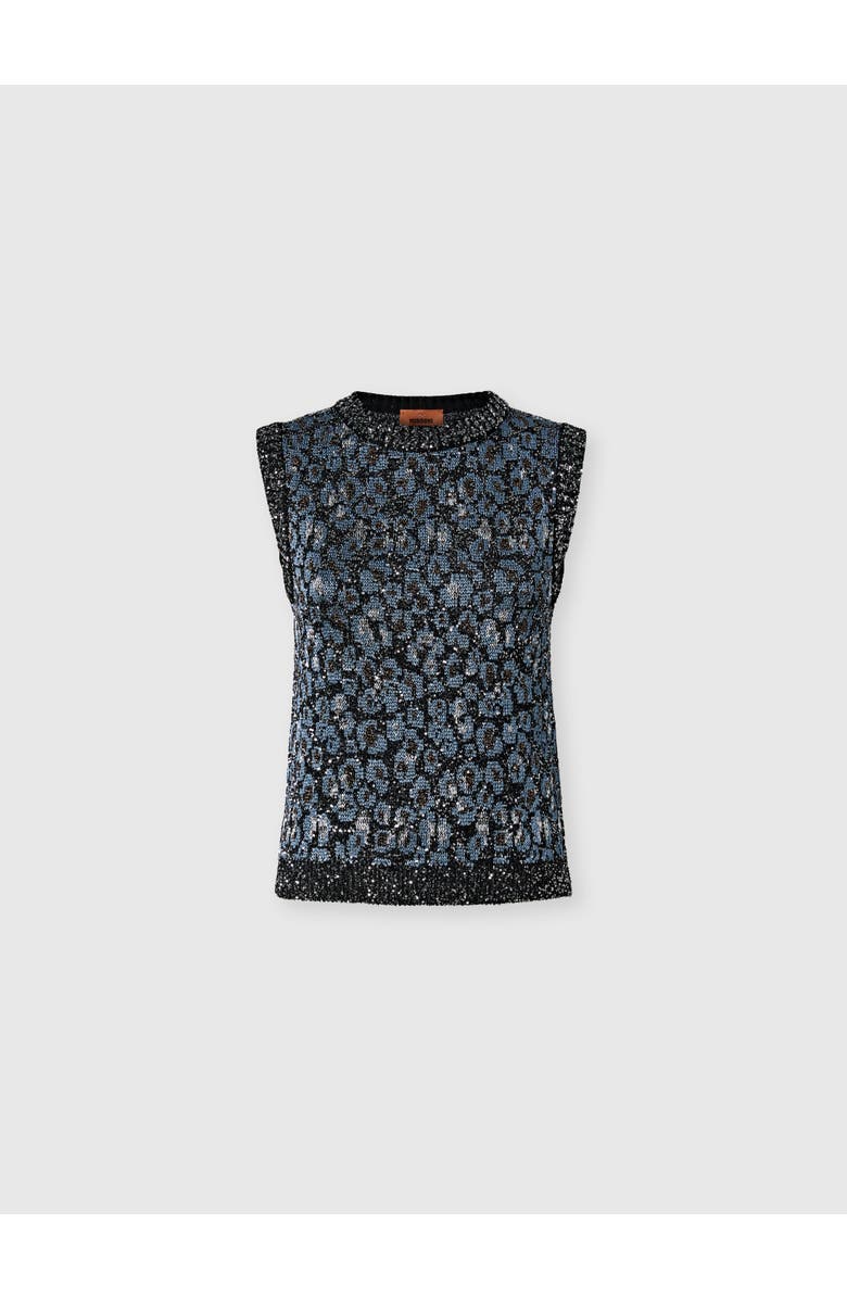 Missoni Crew-neck Top In Jacquard Knit With Animalier Pattern, Main, color, Green& Brown