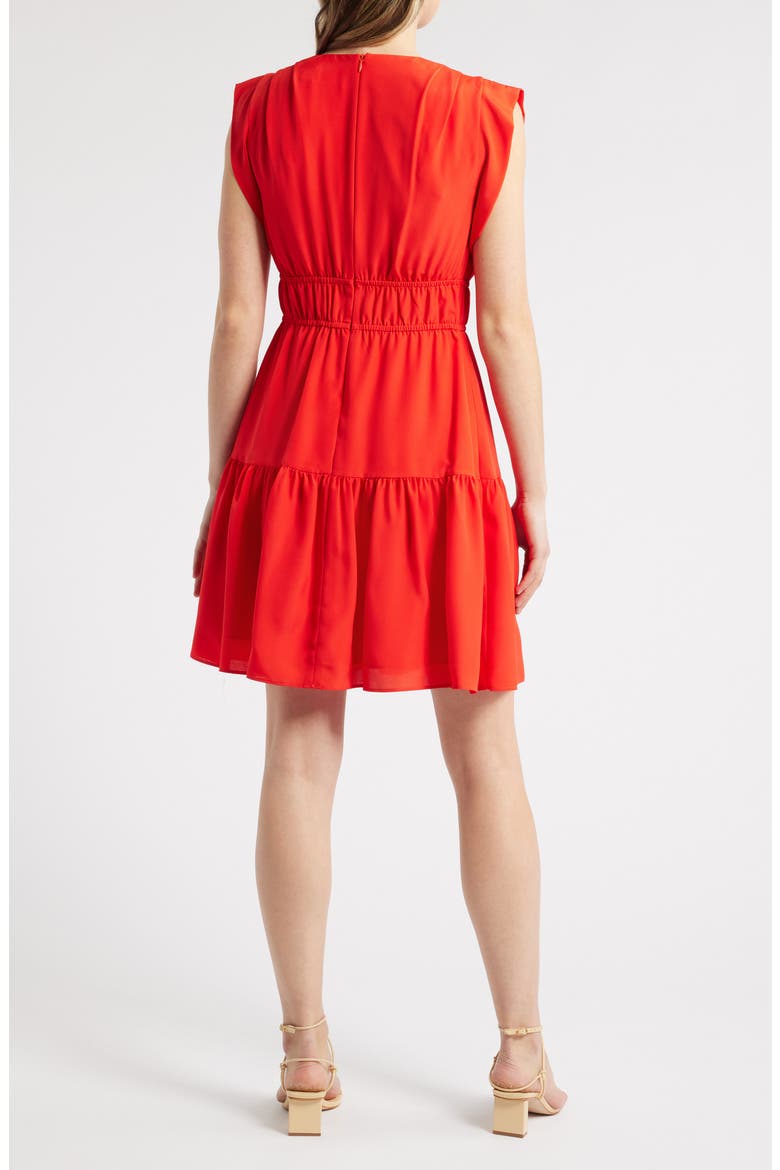 Obi Gathered Tie Waist Dress, Alternate, color, RED