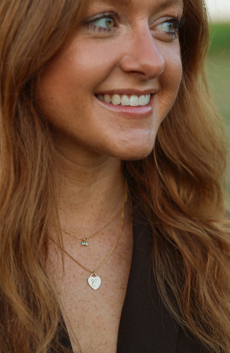 Set & Stones Alice Initial Heart Pendant Necklace, Alternate, color, Gold / F