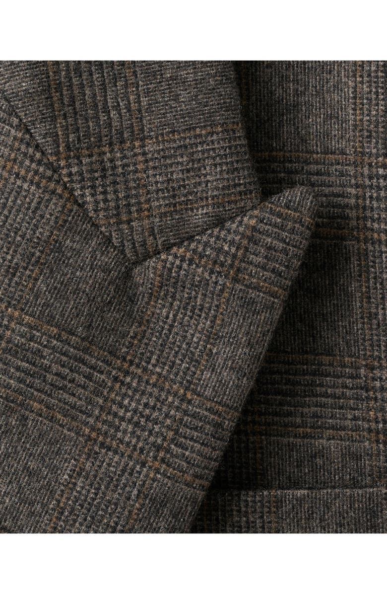 MANGO Houndstooth One-Button Wool Blend Blazer, Alternate, color, Brown