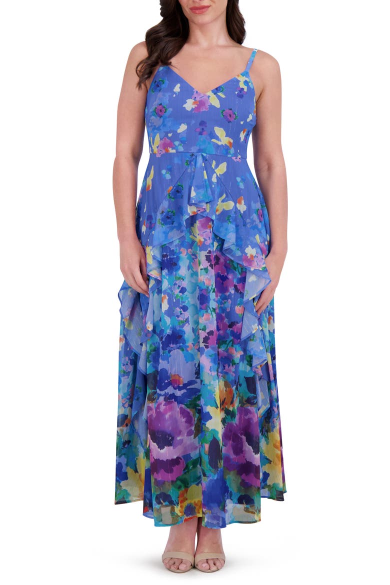 Burnout Chiffon Midi Dress, Main, color, MULTI