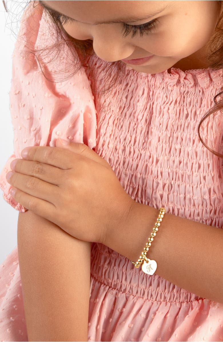 Tiny Blessings 14K Gold 4mm Beads & Engraved Initial 6.25" Bracelets, Alternate, color, 14K Gold - A