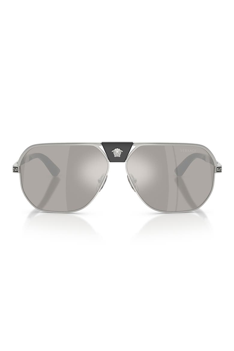 61mm Square Sunglasses, Main, color, SILVER / GREY MIRROR SILVER