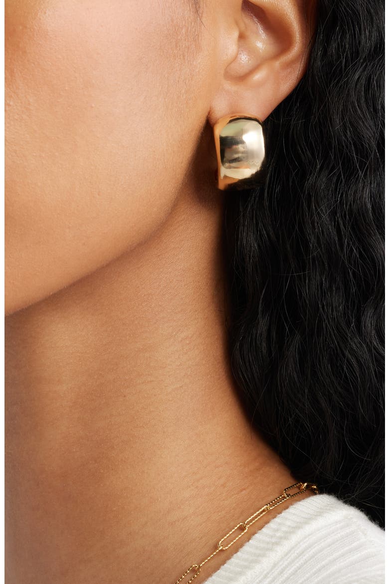 Band Huggie Hoop Earrings, Alternate, color, GOLD