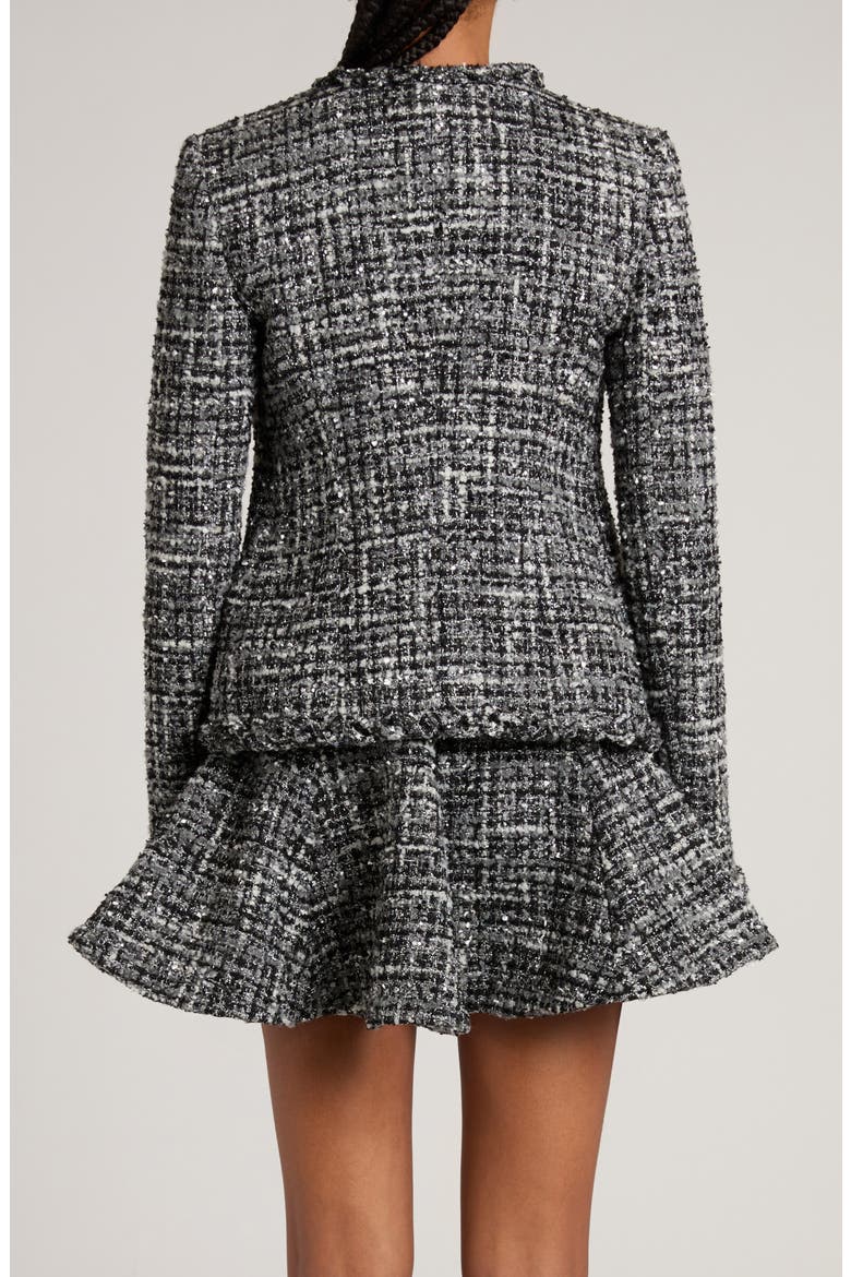 Fringed Metallic Tweed Jacket, Alternate, color, NERO/ GRIGIO MEDIO/ BIANCO