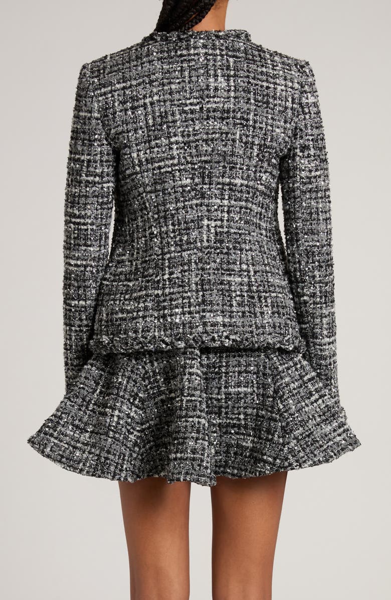 Valentino Garavani Fringed Metallic Tweed Jacket, Alternate, color, Nero/ Grigio Medio/ Bianco