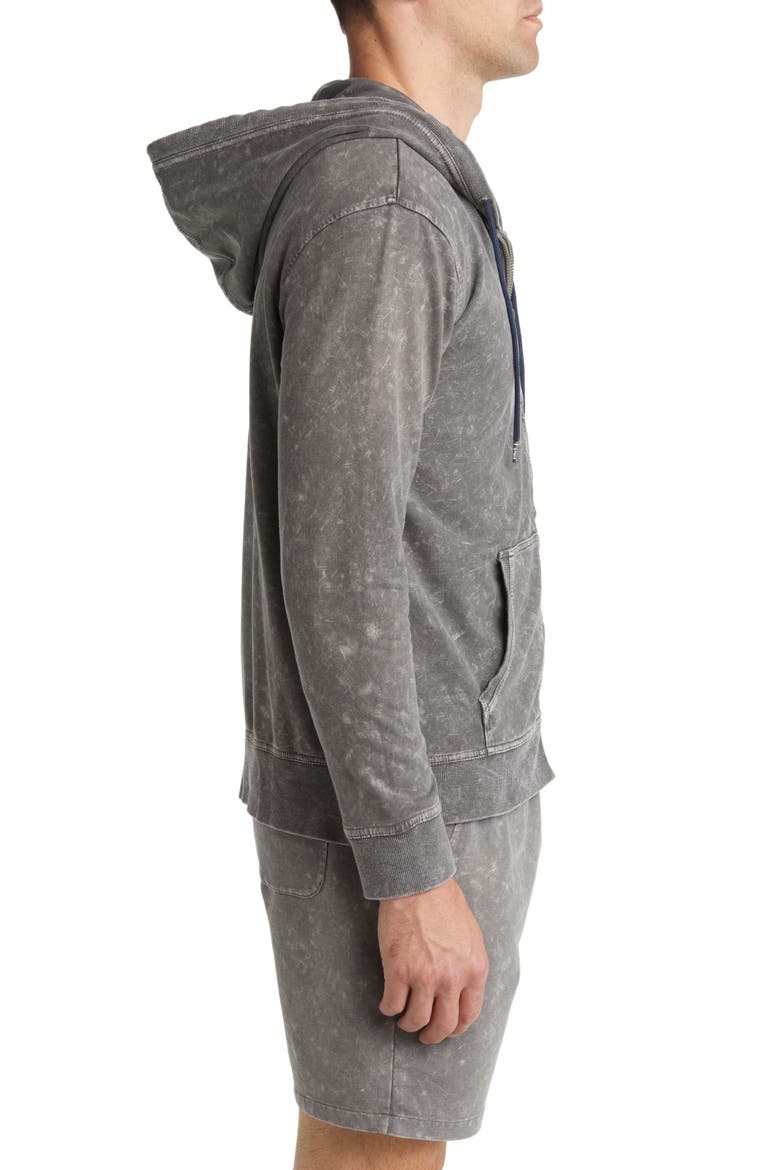 Acid Wash Fleece Zip Hoodie, Alternate, color, GREY