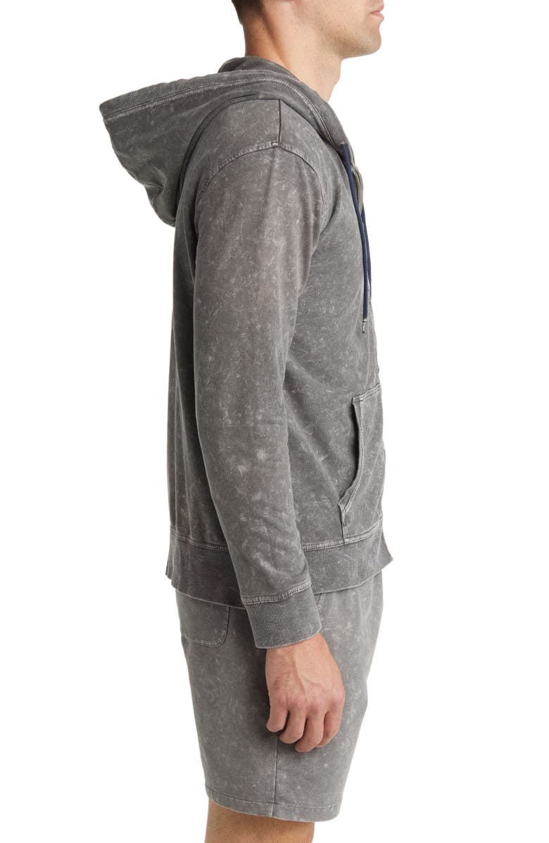 Stone Rose Acid Wash Fleece Zip Hoodie, Alternate, color, Grey