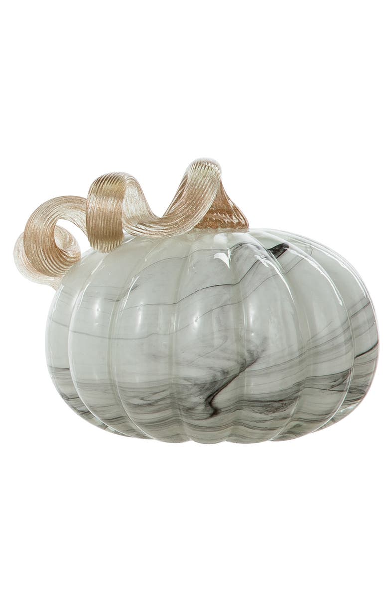 Glitzhome Fall Multi-Style Small Glass Pumpkins, Alternate, color, Grey