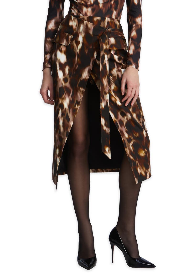 Overlap Midi Skirt, Main, color, LEOPARD DESERT PALM PRINT