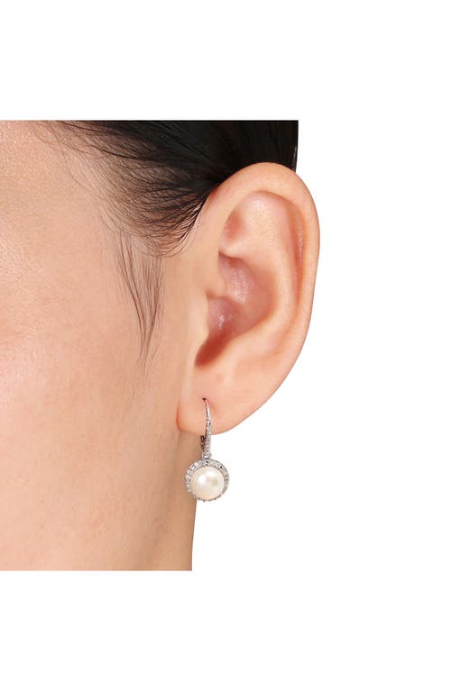 Delmar Cultured Pearl & Diamond Pendant Necklace & Drop Earrings Set In Metallic