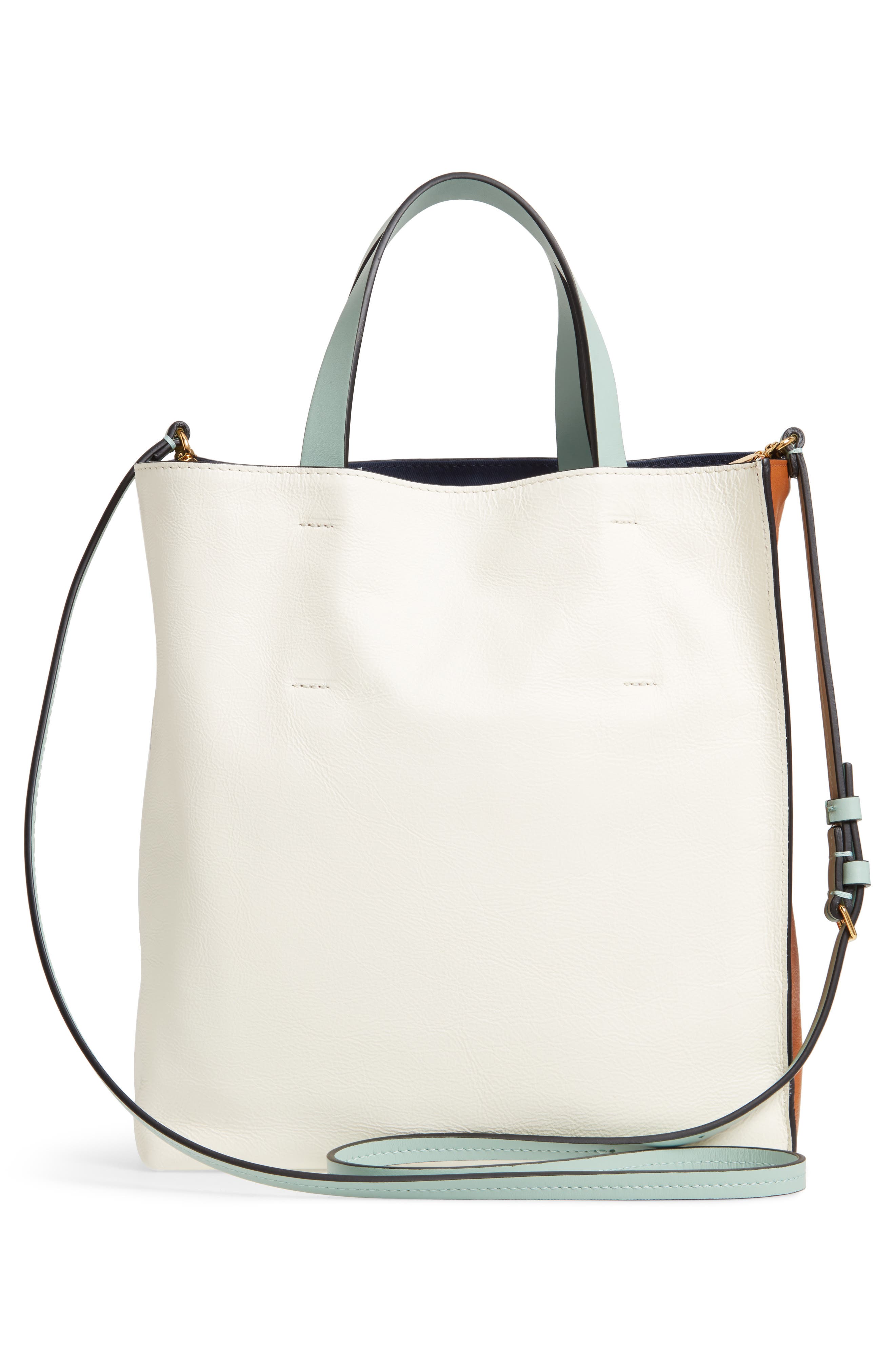 Museo Small Colorblock Leather Tote, Alternate, color, CINNAMON/ LIMESTONE/ MINT