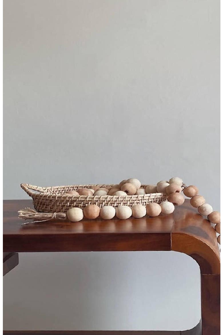 Farmhouse Wooden Beads With Jute Tassels, Alternate, color, Natural