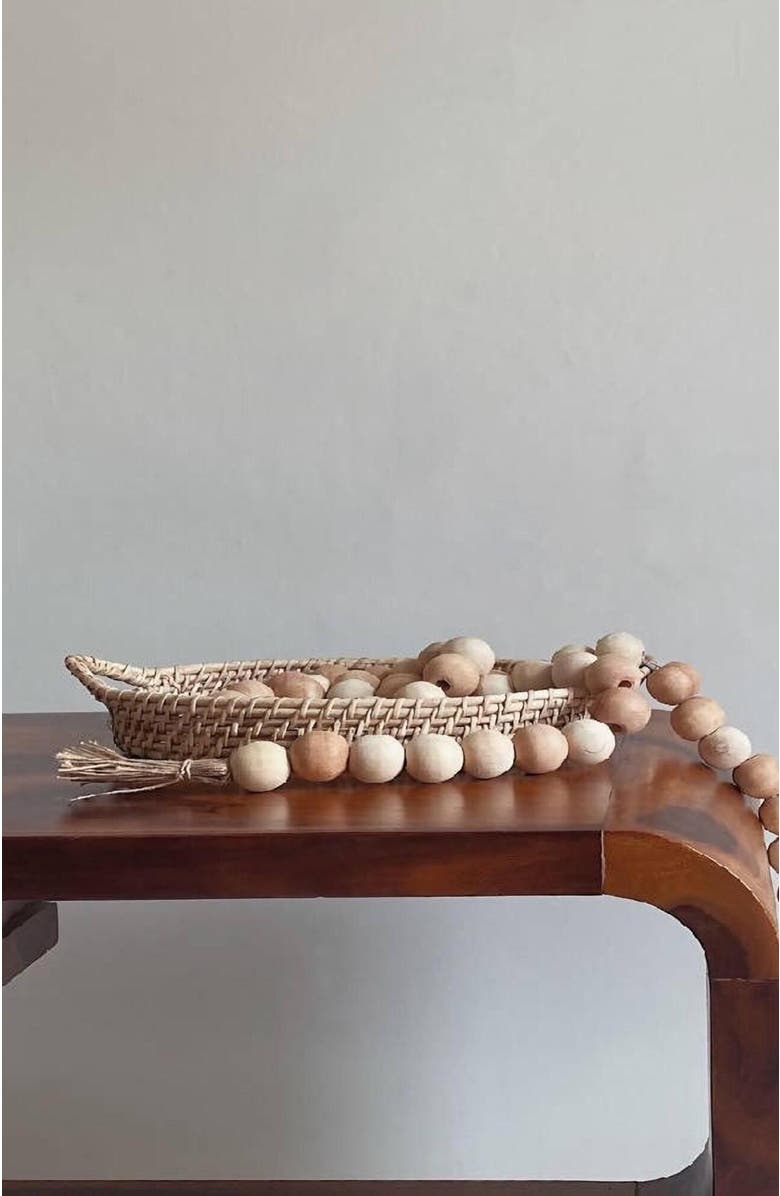 Osmos Studio Farmhouse Wooden Beads With Jute Tassels, Alternate, color, Natural