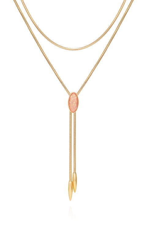 Faux Stone Layered Y-Necklace