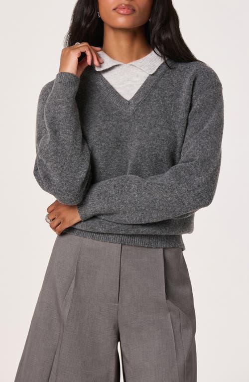Astr The Label Contrast Collar Sweater In Gray