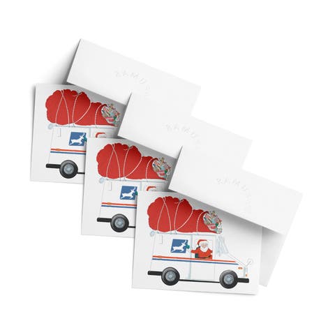 Winter/Holiday Greeting Card Pack Sets (3 ct) Santa Delivery Man