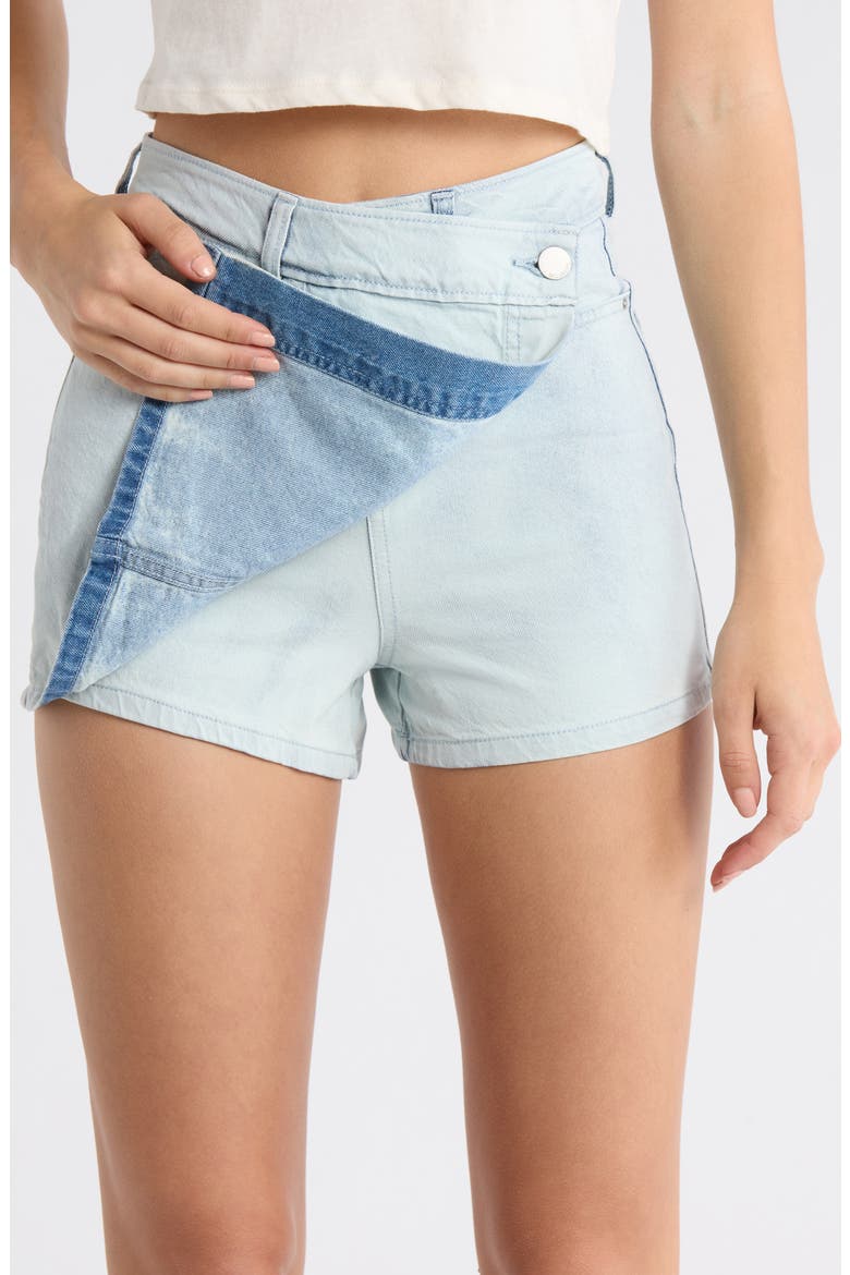 Jade Saltwashed Denim Wrap Miniskort, Alternate, color, BLUE MIST