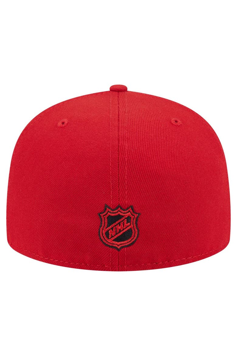 Men's New Era Red New Jersey Devils Oversized Vintage Arch 59Fifty Fitted Hat, Alternate, color, Red