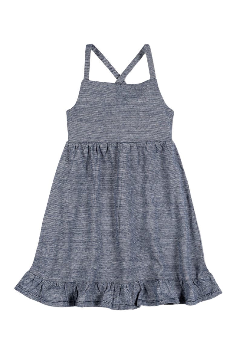 Baby Girls' Knit Flounce Sundress, Infant, Main, color, Navy Microstripe