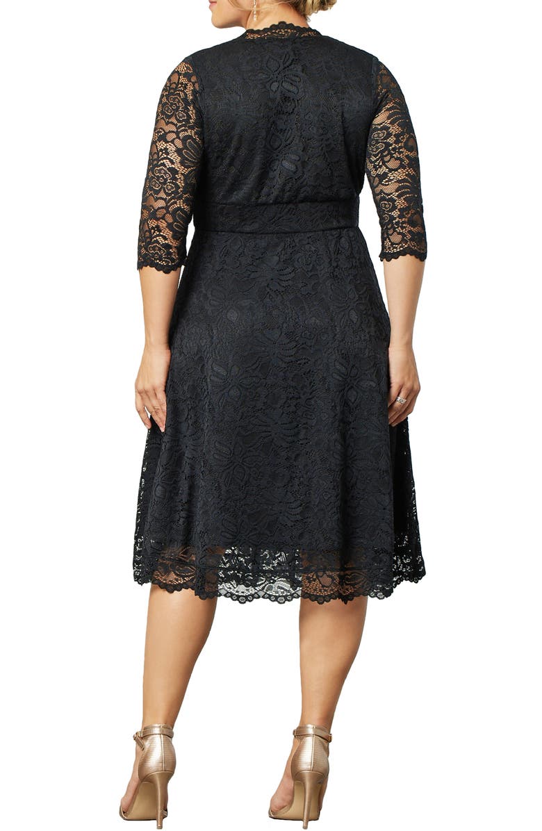 Kiyonna Mademoiselle Lace A-Line Dress, Alternate, color, Onyx