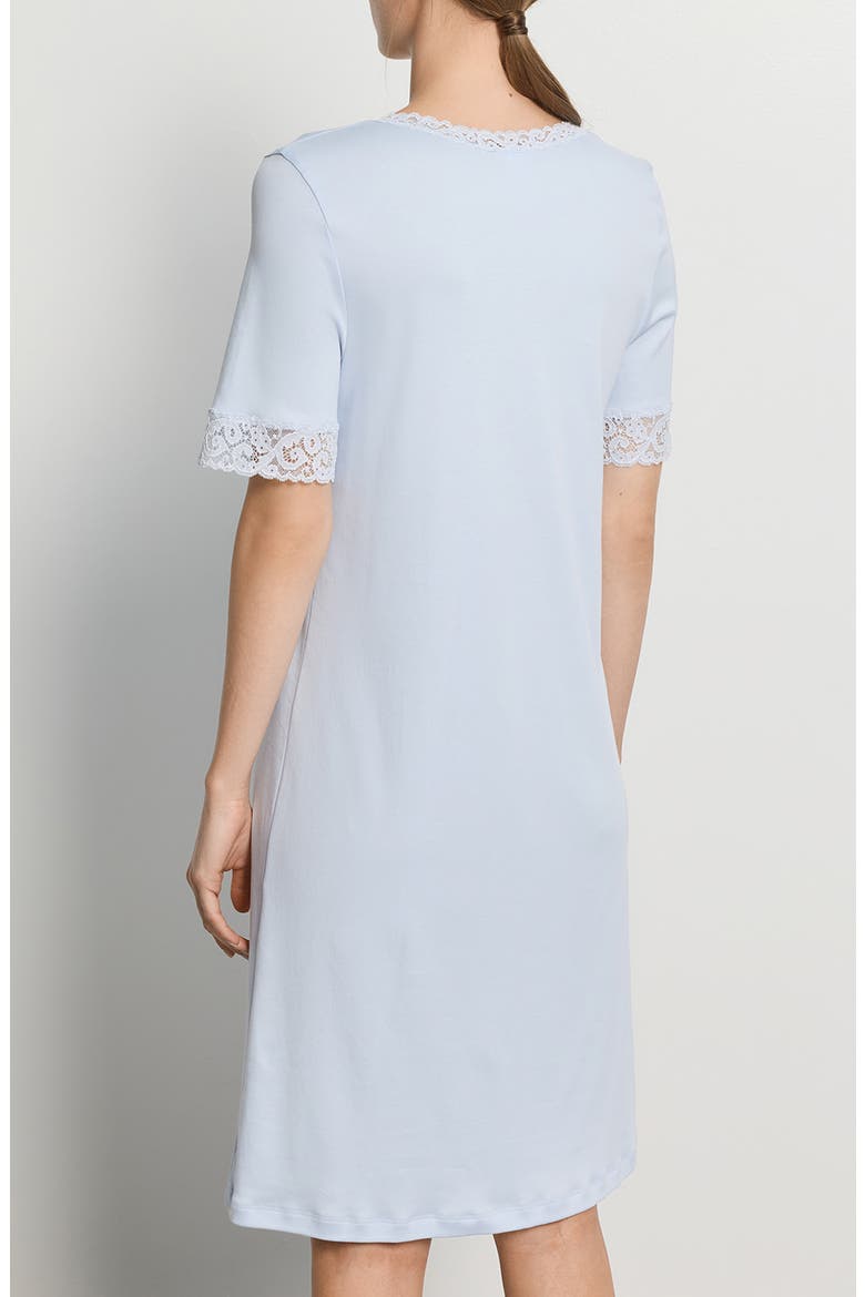 Moments Short Sleeve V-Neck Cotton Nightgown, Alternate, color, BLUE DOVE