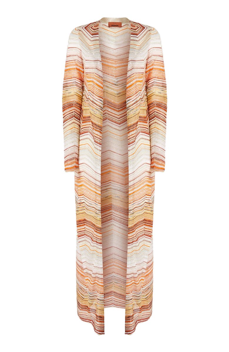 Missoni Long Chevron Lamé Cardigan With Sequins And Decorative Lace, Alternate, color, Multicoloured