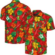 Margaritaville Men's Margaritaville Red NASCAR Island Life Floral Party Full-Button Shirt