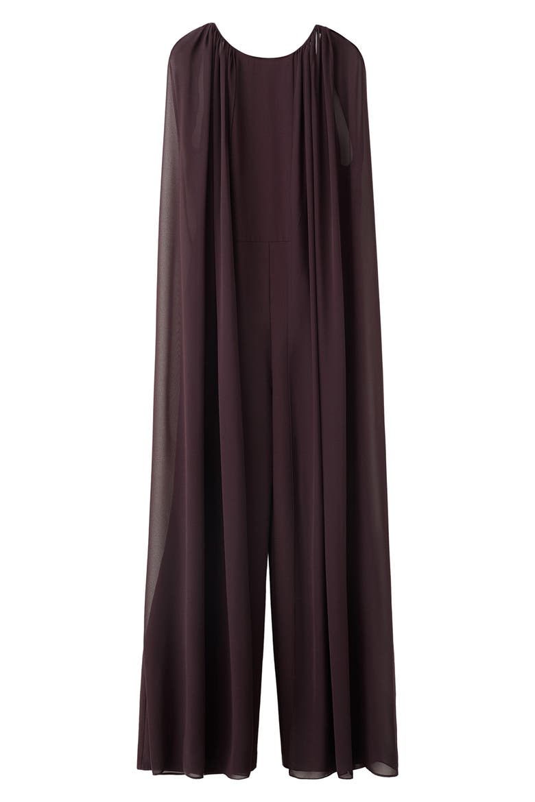 JUMPSUIT WITH CAPE AND SLITS, Main, color, CHOCOLATE