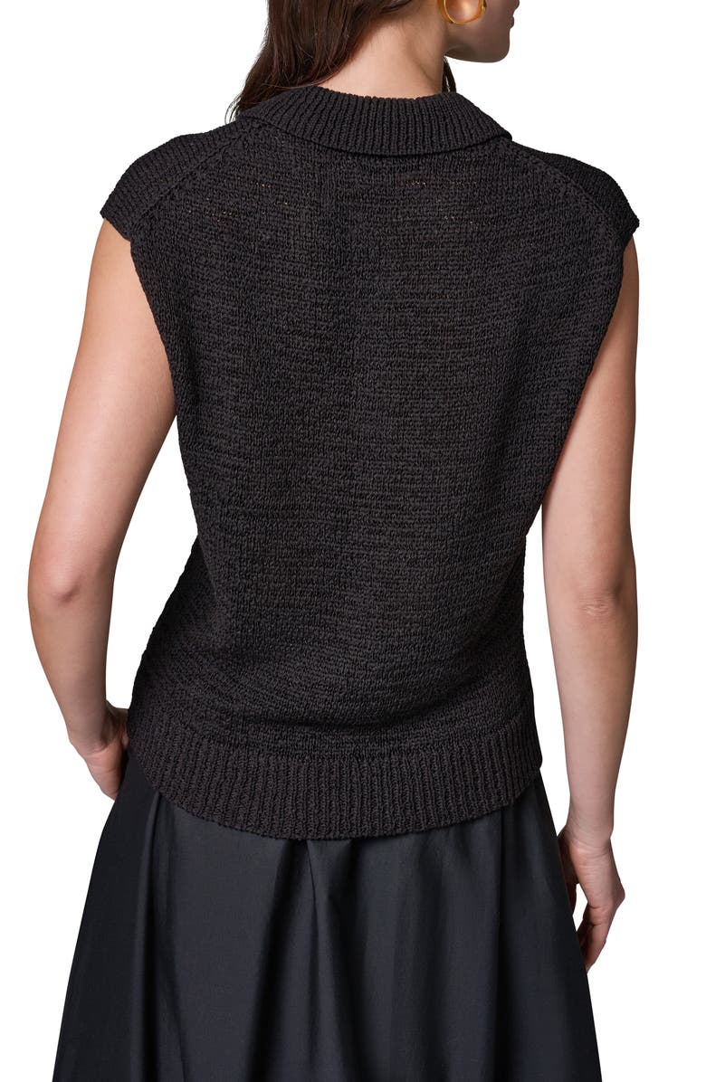 Donna Karan New York Sleeveless Polo Sweater, Alternate, color, Black