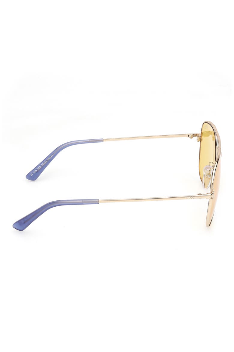 60mm Pilot Sunglasses, Alternate, color, GOLD/ OPAL LAVENDER / YELLOW