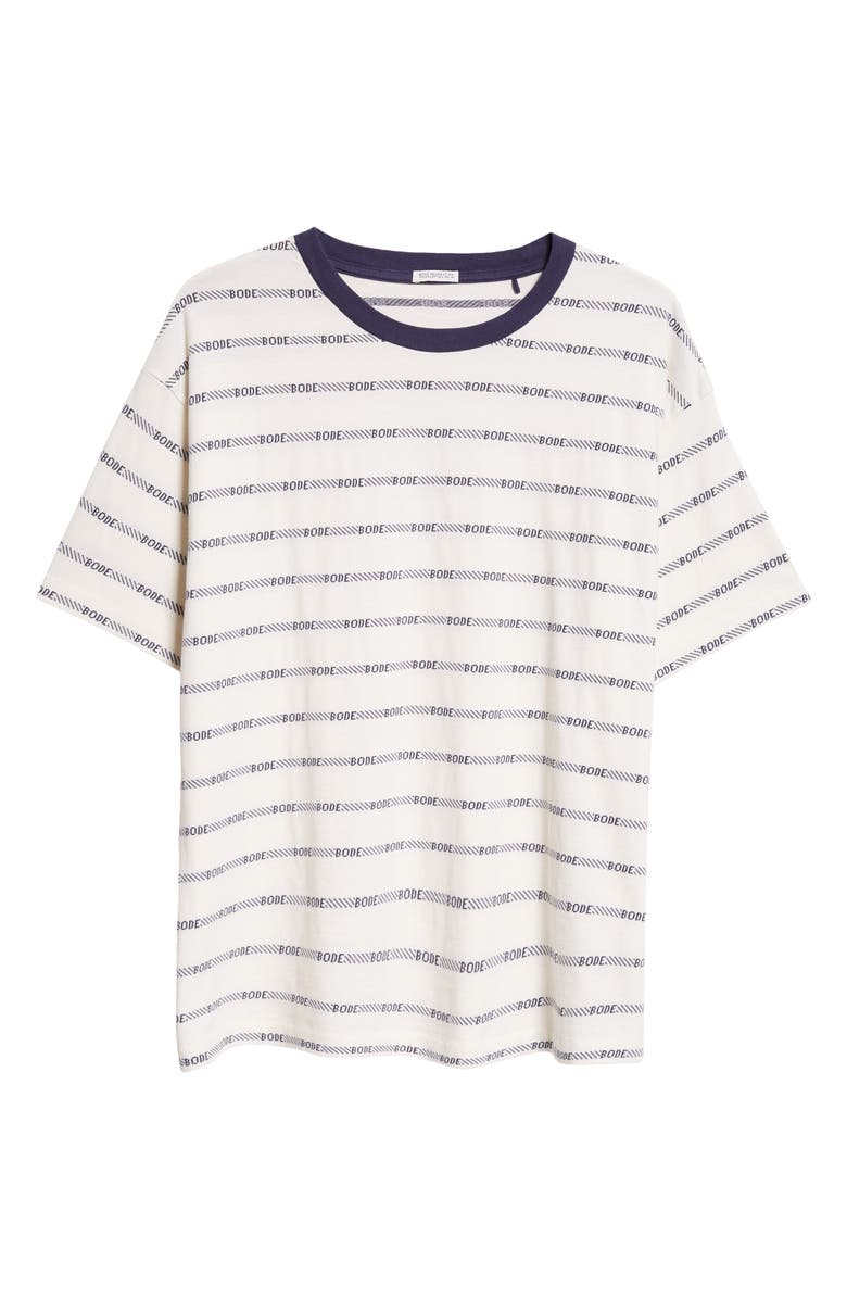 Bode Rec Jacquard Stripe Cotton Logo T-Shirt, Alternate, color,