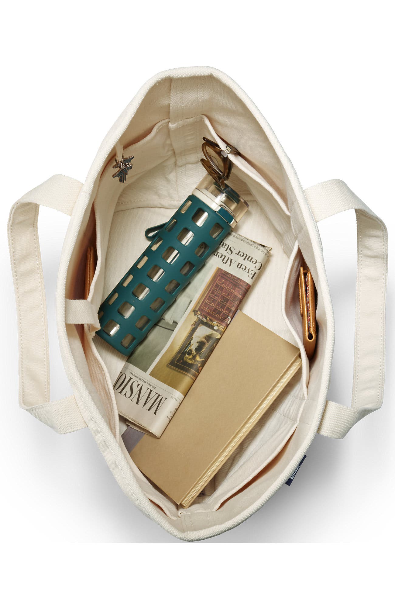 Lands’ End Canvas Open Top Tote Bag  Regular & Long Handle Carry All - Stylish  for Work  Travel  Beach  Errands  Great Gift, Alternate, color, Natural/Natural