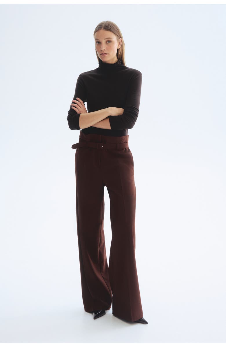 H&M Belted Paper Bag Trousers, Alternate, color, 