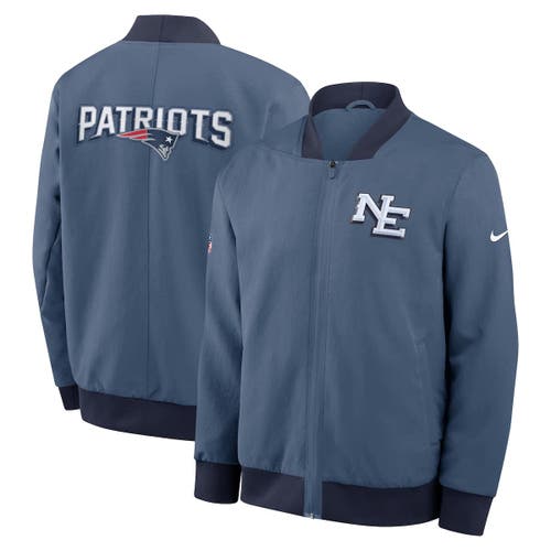 Nike Storm Blue New England Patriots 2025 Rivalries Collection Sideline Full-zip Bomber Jacket In Blue