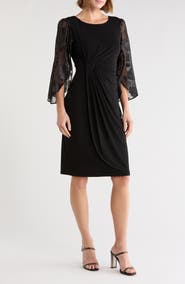 Connected Apparel Cape Sleeve Wrap Style Dress