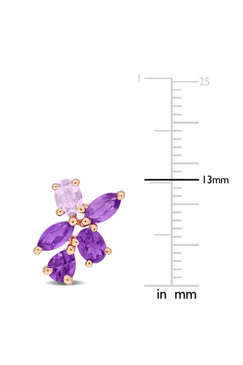 Amethyst Floral Cluster Earrings Rose-Plated, Alternate, color, Amethyst
