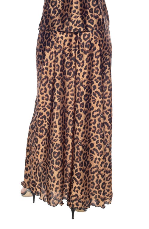 Tash And Sophie Leopard Print Satin Maxi Skirt
