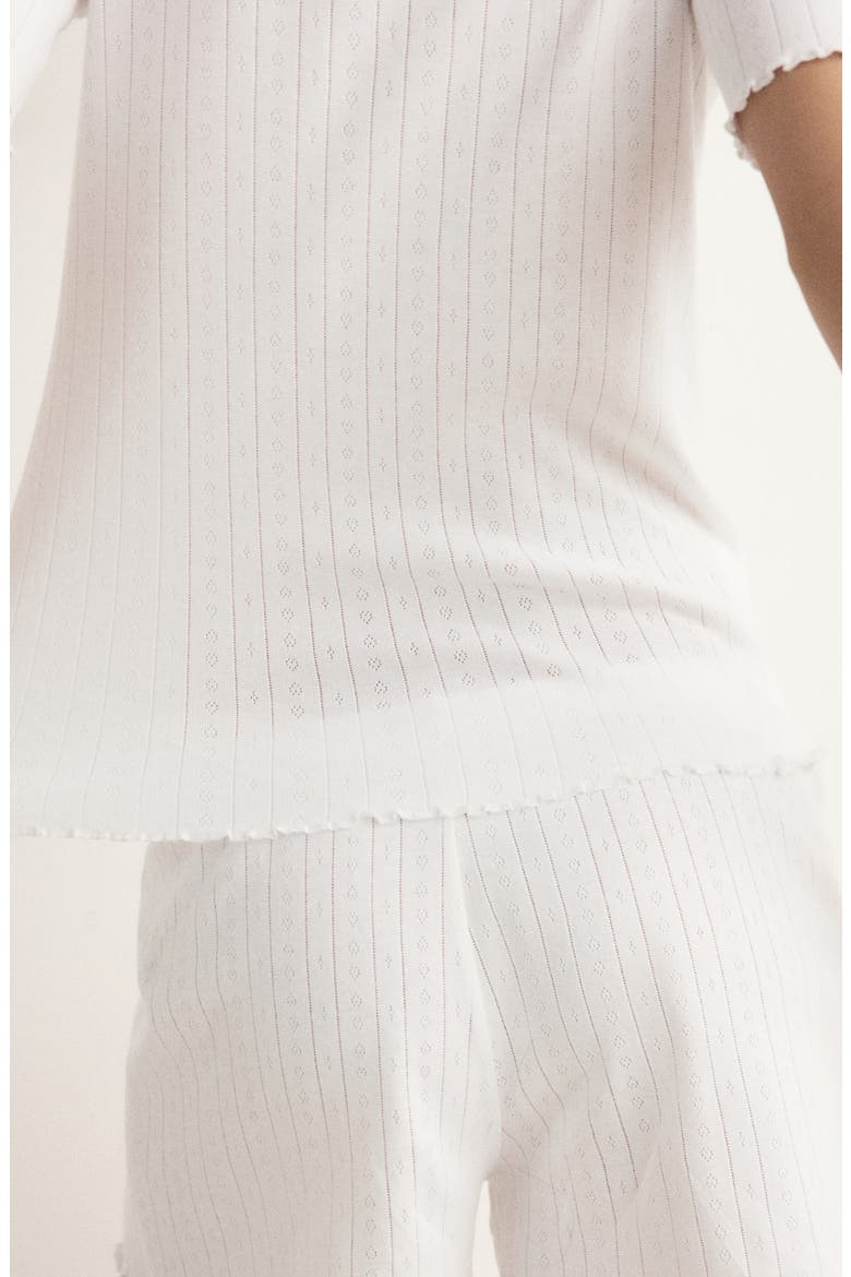 Lettuce Edge Pointelle Cotton Sleep T-Shirt, Alternate, color, WHITE