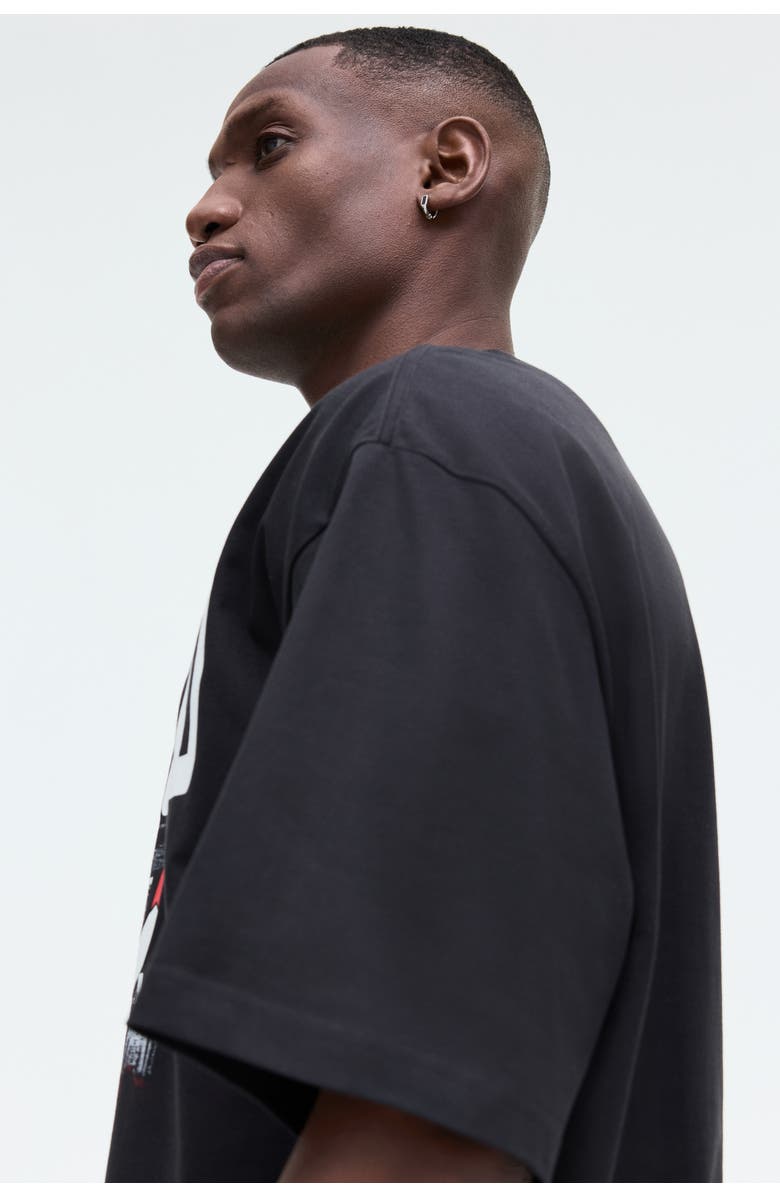 H&M Oversized Fit Printed T-shirt, Alternate, color, Black/Nba