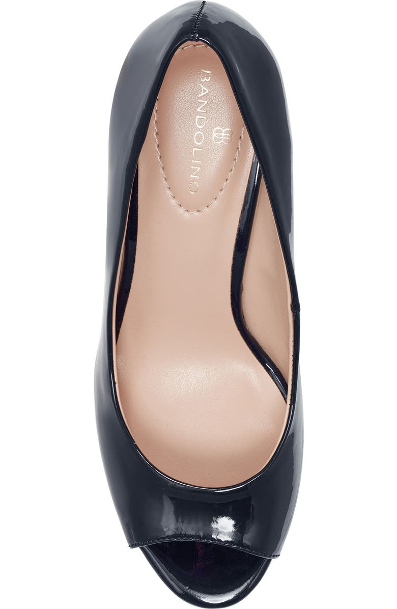 Bandolino Tuff Love Peep Toe Patent Wedge Pump, Alternate, color, Navy