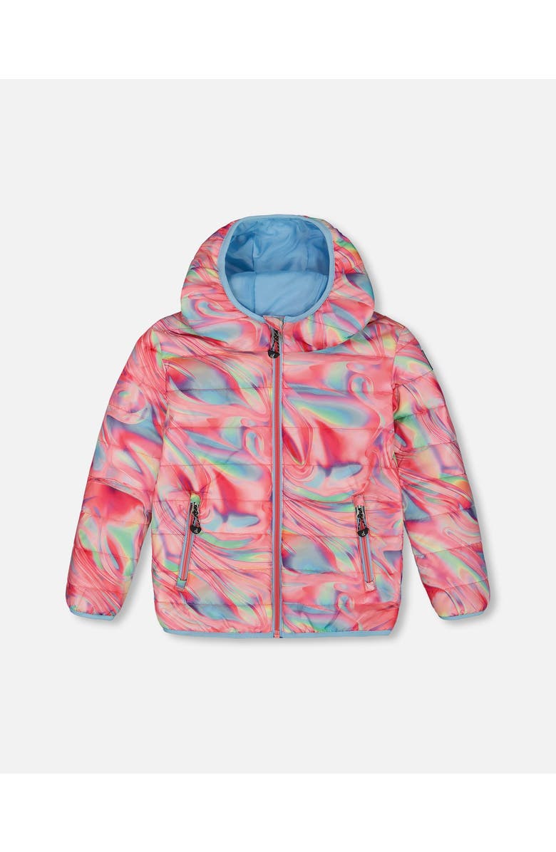 Deux par Deux Girl's Quilted Jacket Printed Marble, Main, color,