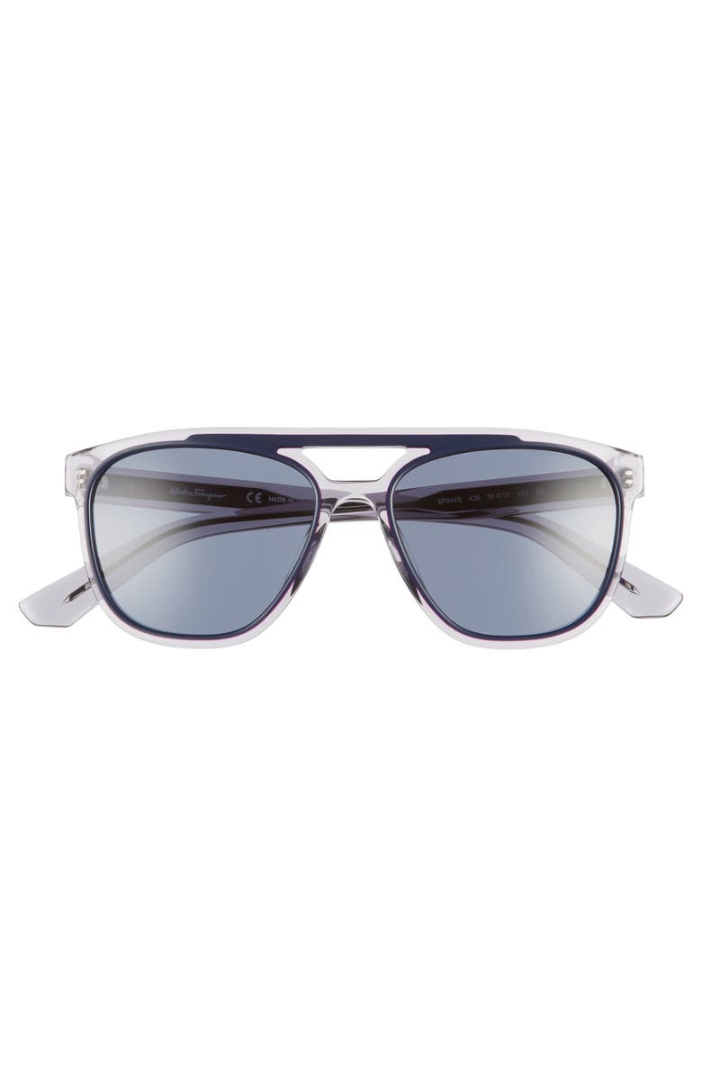 FERRAGAMO Salvatore Ferragamo 55mm Navigator Sunglasses, Alternate, color, Blue Grey