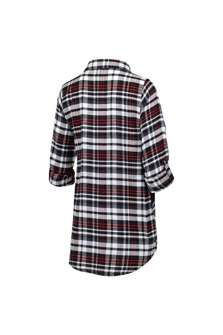 Women's Concepts Sport Black Arizona Cardinals Mainstay Plaid Full-Button Long Sleeve Nightshirt, Alternate, color, Black