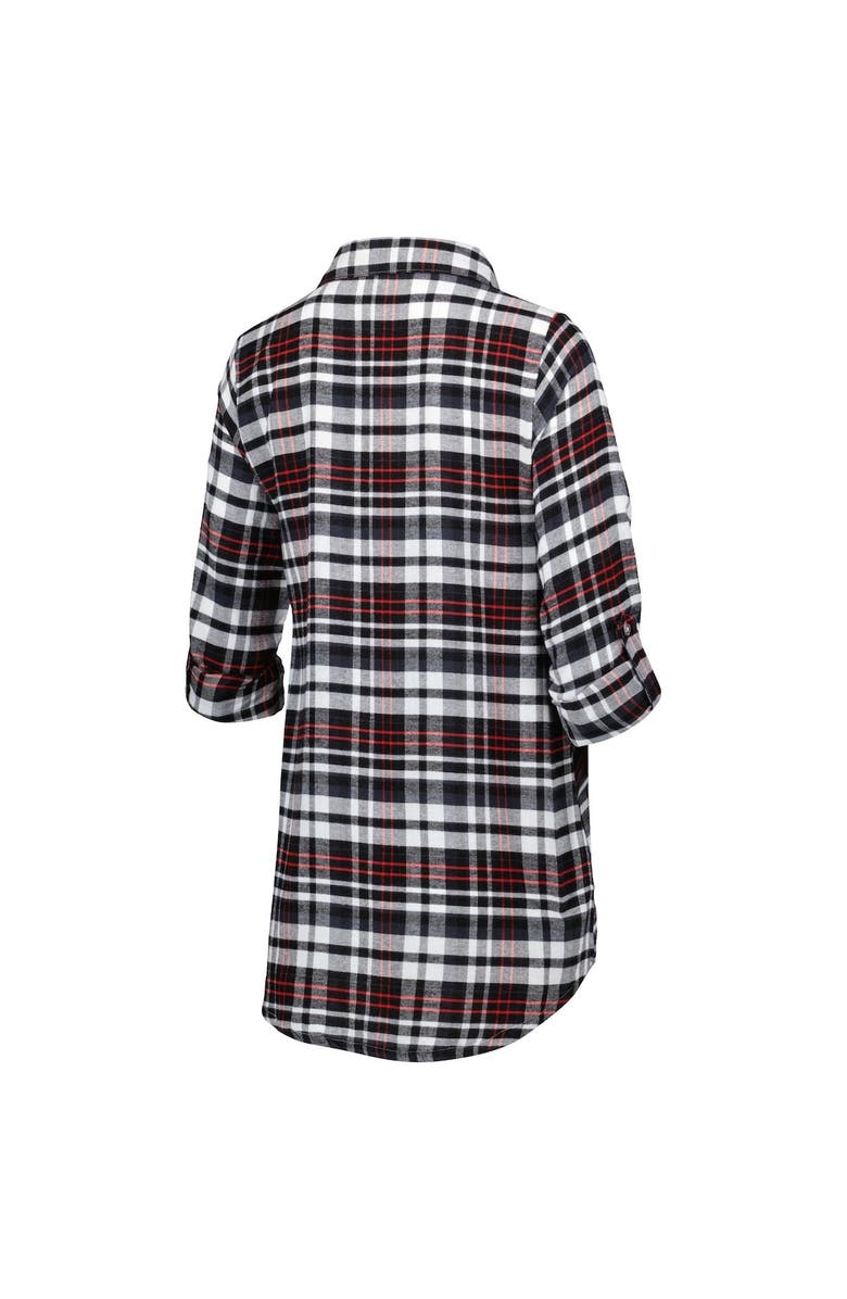 CONCEPTS SPORT Women's Concepts Sport Black Arizona Cardinals Mainstay Plaid Full-Button Long Sleeve Nightshirt, Alternate, color, Black