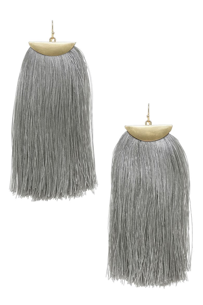 Fringe Tassel Earrings, Main, color, GOLD/ GREY
